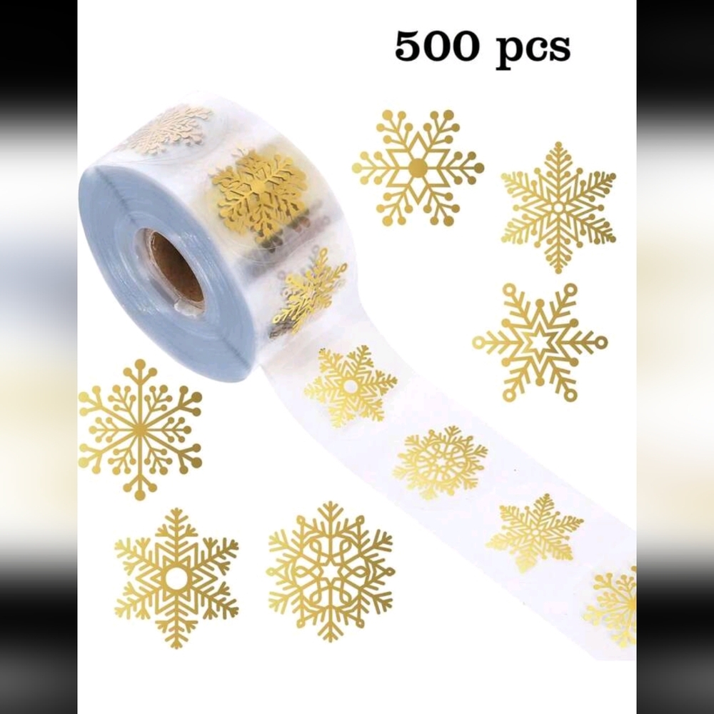 Gold Snowflake Sticker Roll